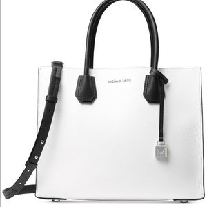 Michael Kors Mercer Leather Tote Grey/White/Black